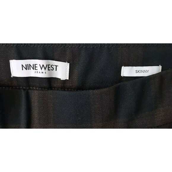 🆕‎ NINE WEST Womens Stretch Skinny Jeans Jeggings Pull On Plaid Black Brown XXL - Picture 3 of 13